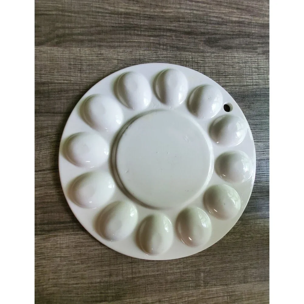 Mid Century Ceramic Rooster Deviled Egg Platter 12 Slot Wall Hanging As-Is